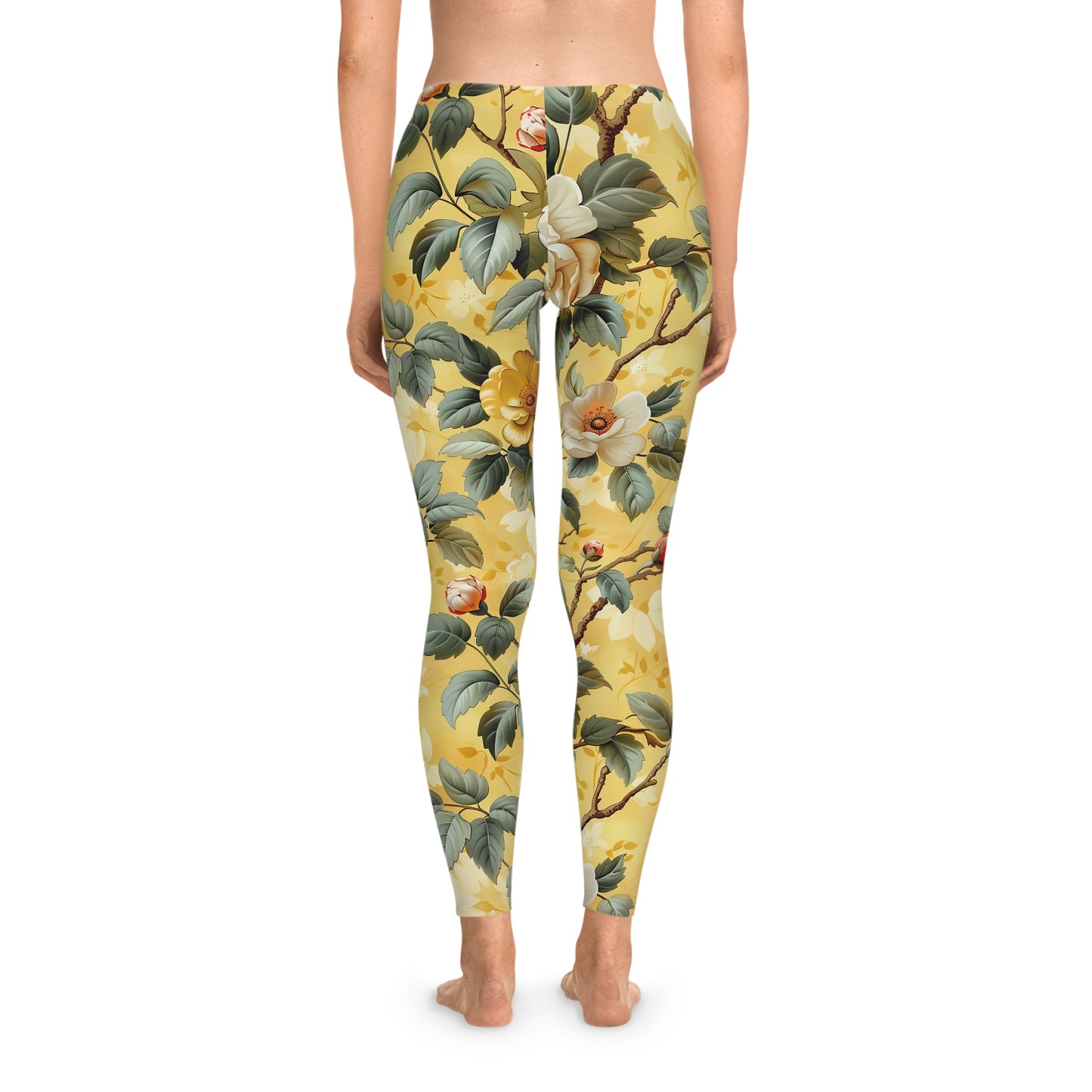 Yellow floral leggings