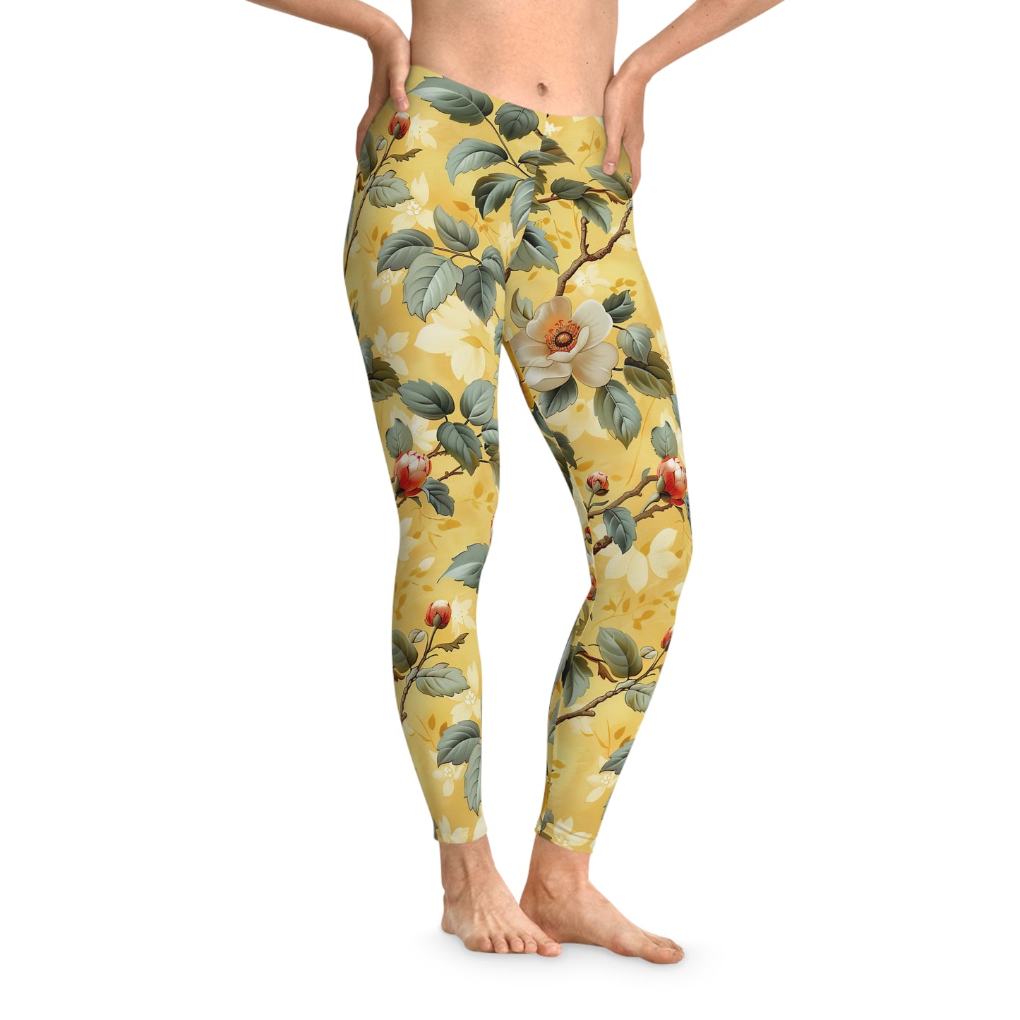 Yellow floral leggings