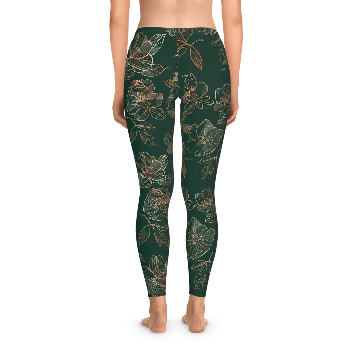 Rose-print Forest Green Leggings