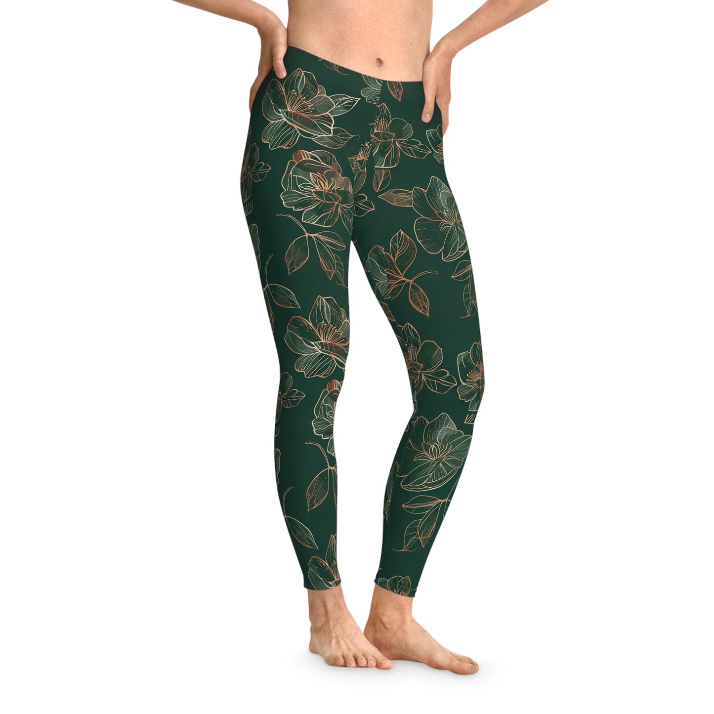 Rose-print Forest Green Leggings