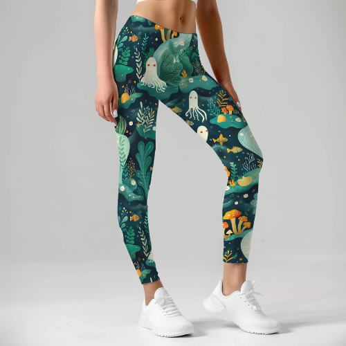 Whimsical ocean print leggings