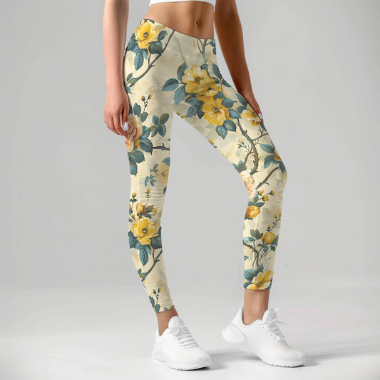 Yellow Floral Bohemian Tights