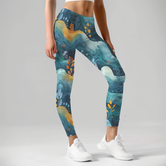 Whimsical Ocean-print leggings